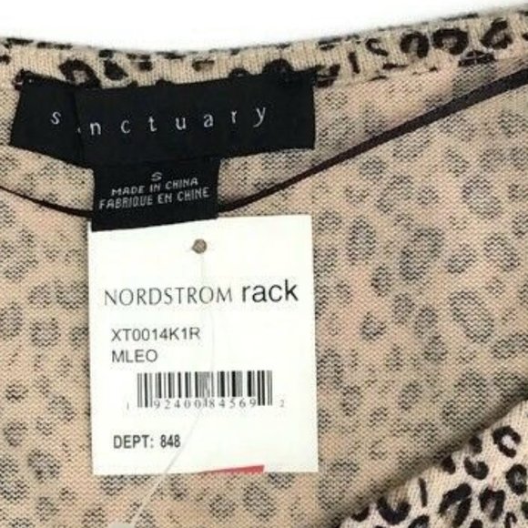 Sanctuary NEW Mini Leopard Animal Print V-Neck Cozy Pocket Top NWT Small S - Picture 4 of 4